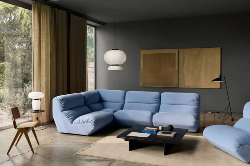 &tradition cksofa Kombination Hi Lo in blauem Stoffbezug