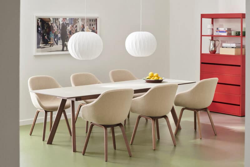 HAY Esstischgruppe, Esstisch CPH30, Stühle About a Chair gepolstert