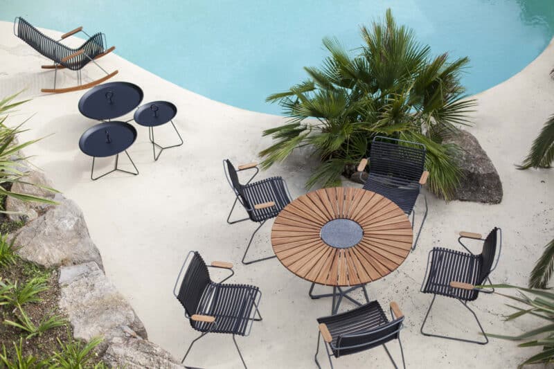 HOUE Outdoor Möbel Setting, Circle Table, Click Dining Chair, Click Rocking Chair, Eyelet Sidetable
